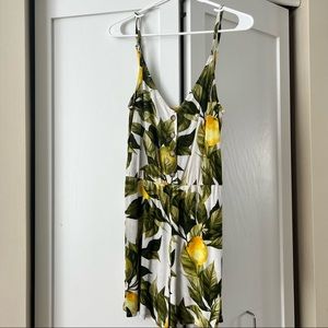 H&M Flowy Lemon Tree Romper with Button Detail
